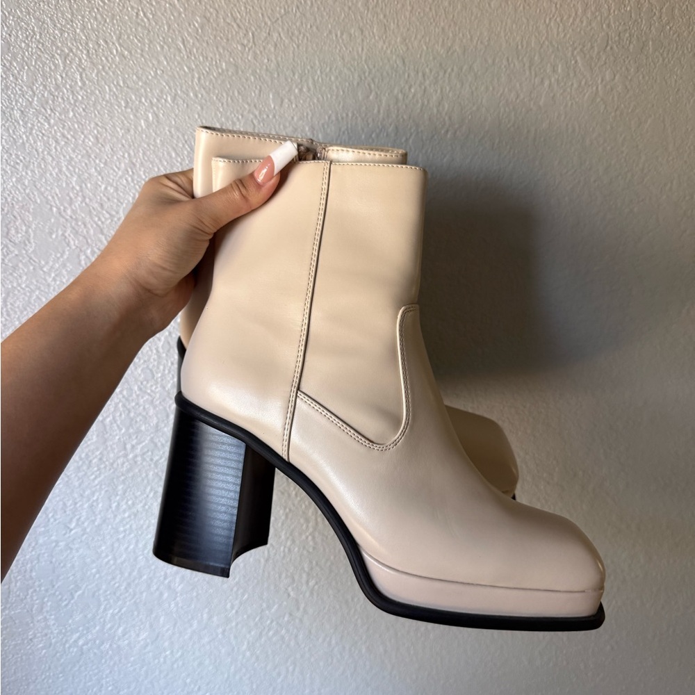 Forever 21 Cream Ankle Boots